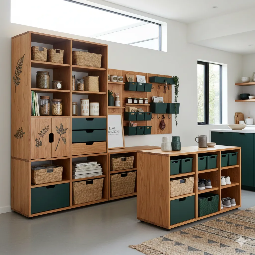 Modular storage system for Kiwi home organisation